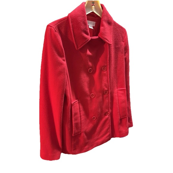 Barneys New York Jackets & Blazers - Barneys New York Luxury Red Wool Cashmere Peacoat Size 38 Made in Italy